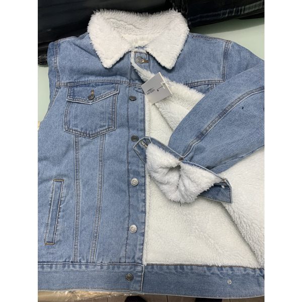 Men's Thick Fleece Vintage Denim Jacket - Image 6