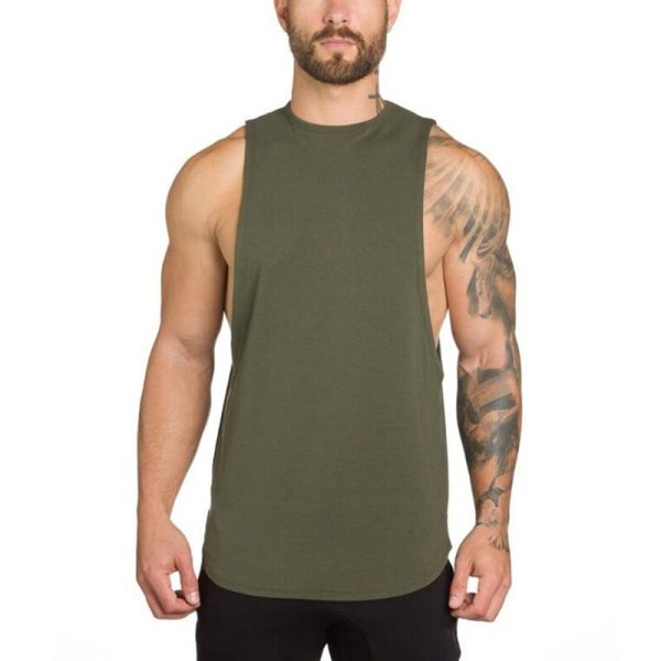 Men's Sleek Muscle-Fit Workout Tank Top - Neutral Tone Sleeveless Gym & Casual Wear - Image 3