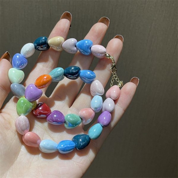 Ceramics Heart Beaded Necklace Sweet Charm Love - Image 5