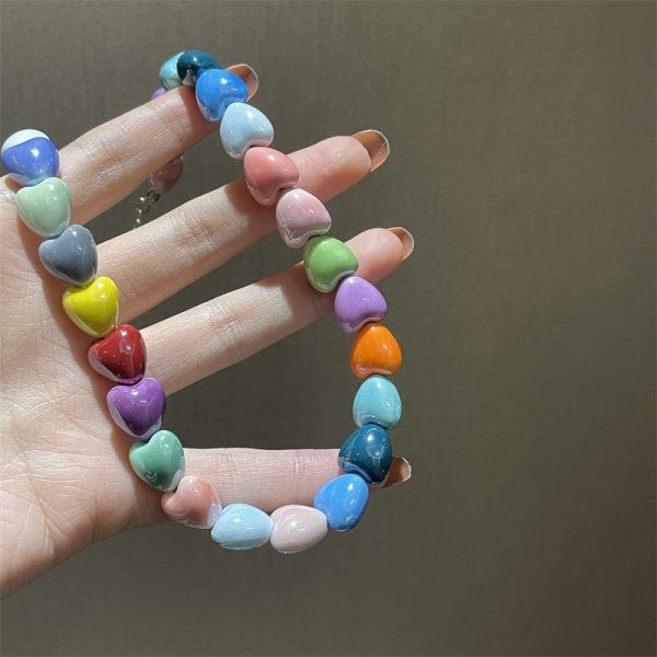 Ceramics Heart Beaded Necklace Sweet Charm Love
