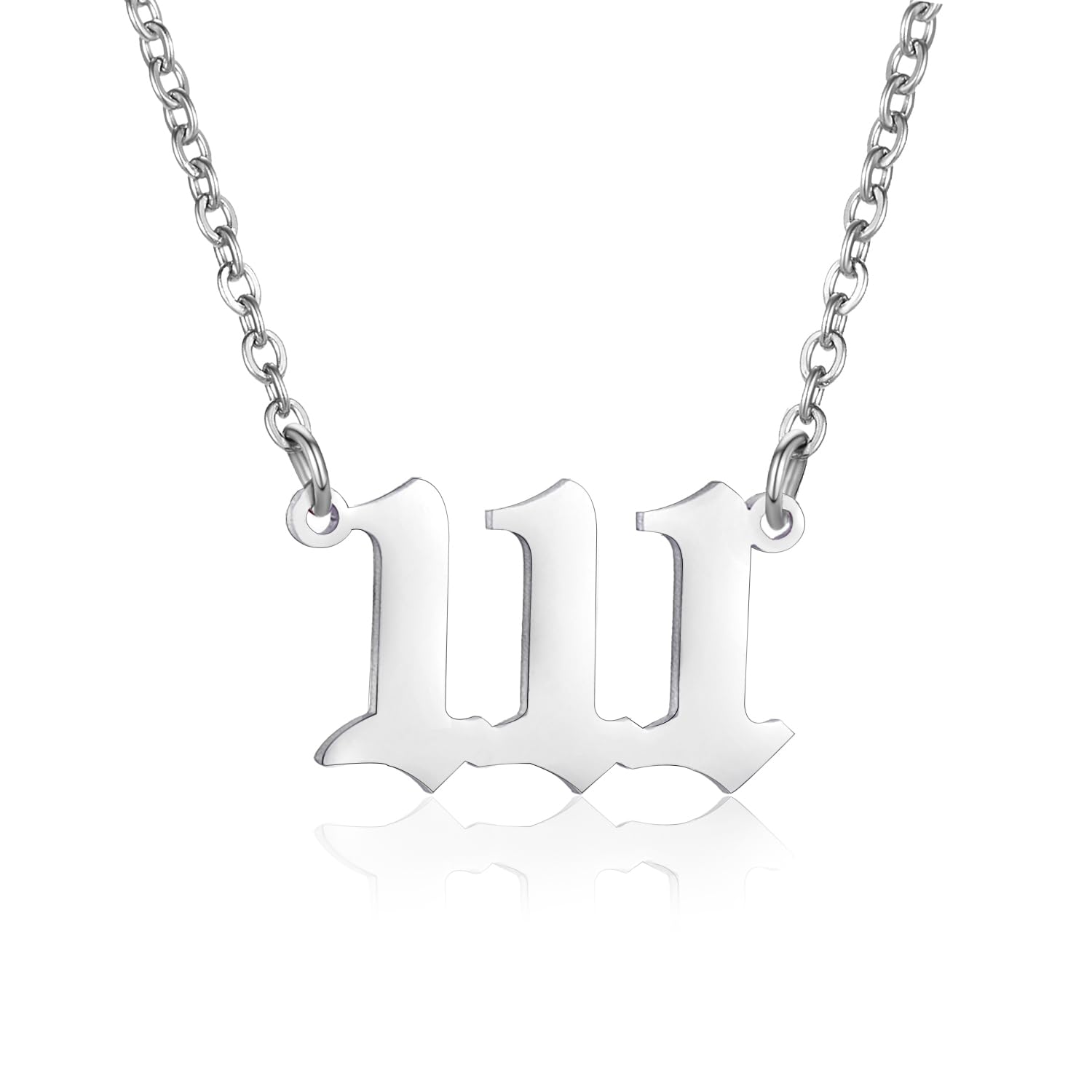 Old English Letter Pendant Necklace in Silver