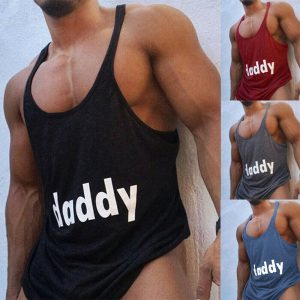 Men's Printed DADDY Gym Workout Bodybuilding Tank Tops Y Back Fitness singlet Strap Muscle Fit Stringer sleeveless shirt