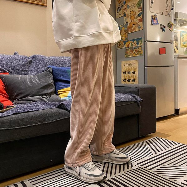 Women's Solid Corduroy Oversized Pants - Image 3