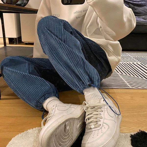 Women's Solid Corduroy Oversized Pants - Image 5